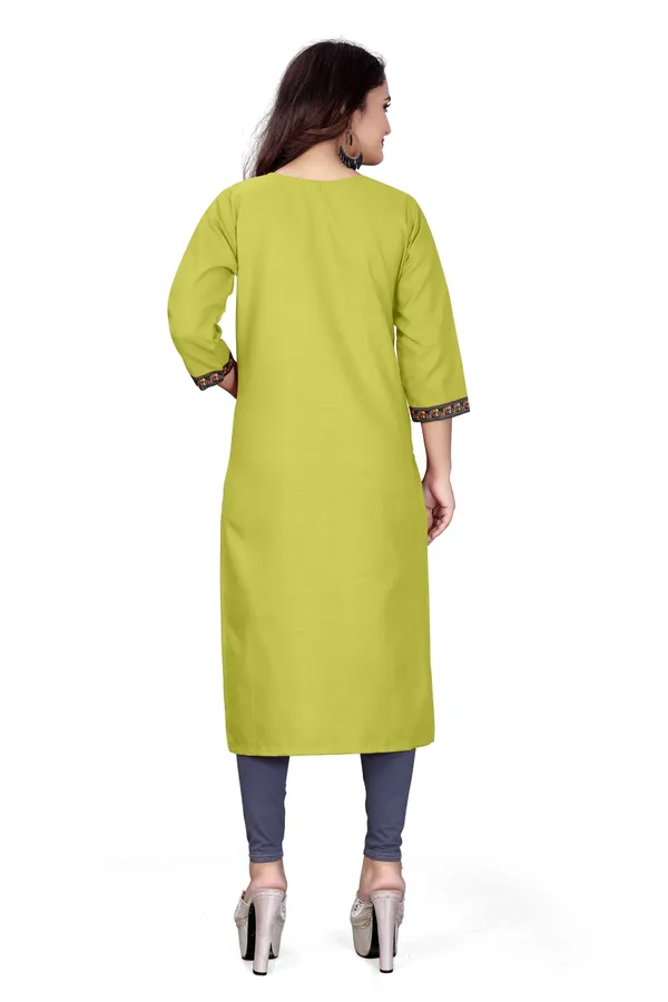 Green_Cotton_Straight_Fit_Embroidered_Yoke_Kurta_For_Women