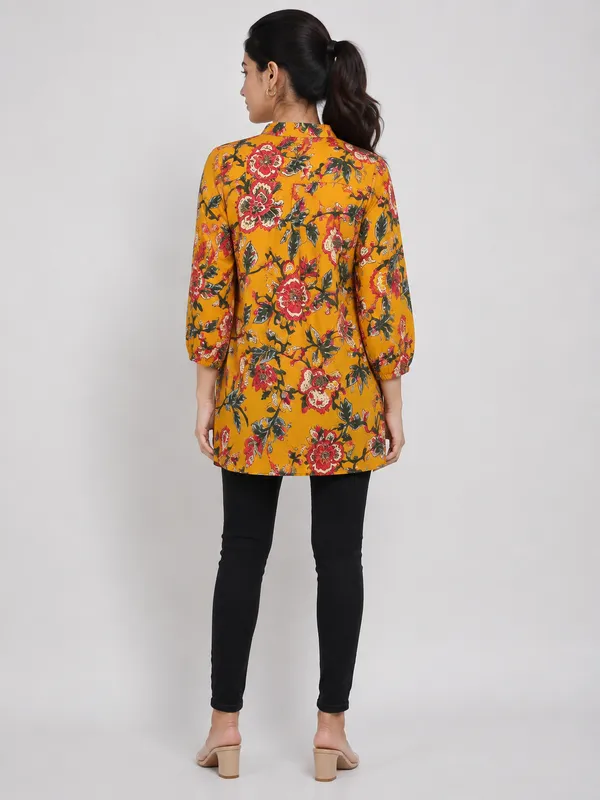 yellow_Cotton_Straight_printed_Kurti_For_Women