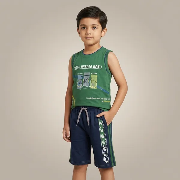 Green_And_Navy_Cotton_Graphic_Sleeveless_Top_And_Shorts_Set_For_Boys