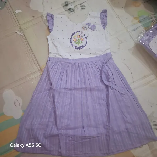 White_And_Purple_Cotton_Polka_Dot_Embroidered_Dress_For_Girls