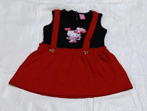 Red_And_Black_Cotton_Hello_Kitty_Print_Dress_For_Girls