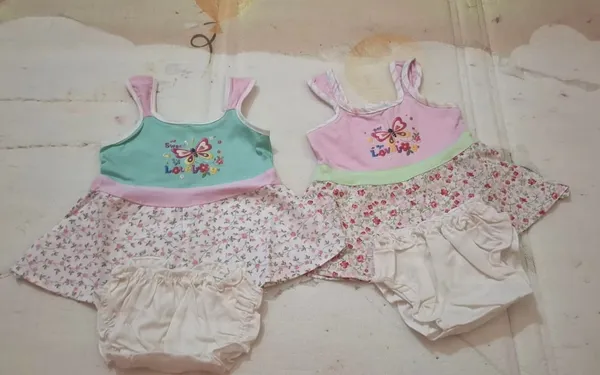 Mint_And_Pink_Cotton_Floral_Print_Dress_With_Bloomer_Set_For_Baby_Girls