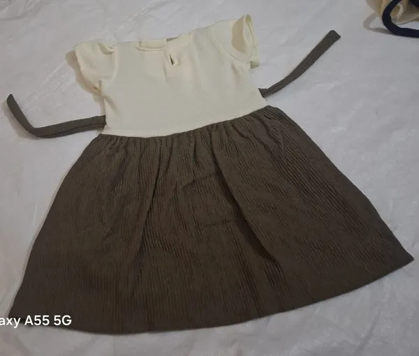 Cream_And_Brown_Cotton_Sleeveless_Dress_For_Girls