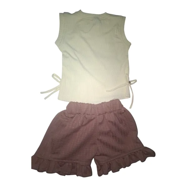 Off_White_And_Mauve_Cotton_Ribbed_Sleeveless_Top_And_Shorts_Set_For_Girls