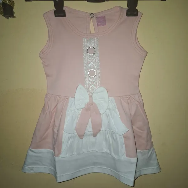 Pink_And_White_Cotton_Bow_Detail_Sleeveless_Dress_For_Girls