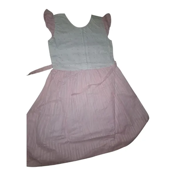 White_And_Pink_Cotton_Ruffle_Sleeve_Embroidered_Dress_For_Girls