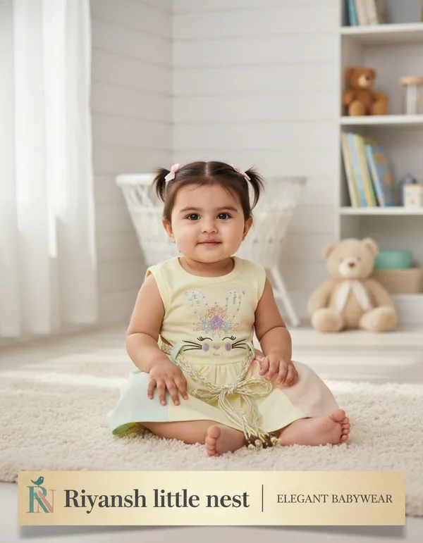 Yellow_Cotton_Bunny_Embroidered_Belted_Sleeveless_Dress_For_Baby_Girls