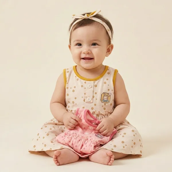 Beige_And_Pink_Cotton_Sleeveless_Floral_Print_Dress_For_Baby_Girls_Pack_Of_2