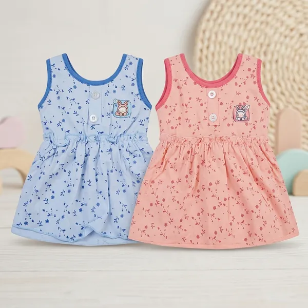 Pink_And_Blue_Cotton_Sleeveless_Floral_Print_Frock_Pack_Of_2_For_Baby_Girls