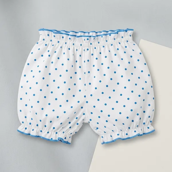 White_And_Blue_Cotton_Polka_Dot_Bloomer_Shorts_For_Baby_Girls