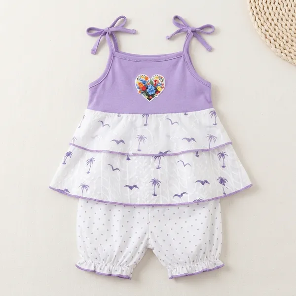 Purple_And_White_Cotton_Palm_Tree_Print_Dress_With_Bloomer_Set_For_Baby_Girls