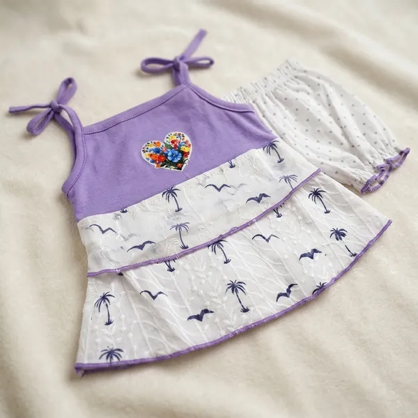 Purple_And_White_Cotton_Palm_Tree_Print_Dress_With_Bloomer_Set_For_Baby_Girls