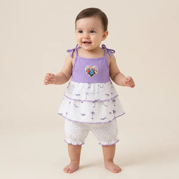 Purple_And_White_Cotton_Palm_Tree_Print_Dress_With_Bloomer_Set_For_Baby_Girls