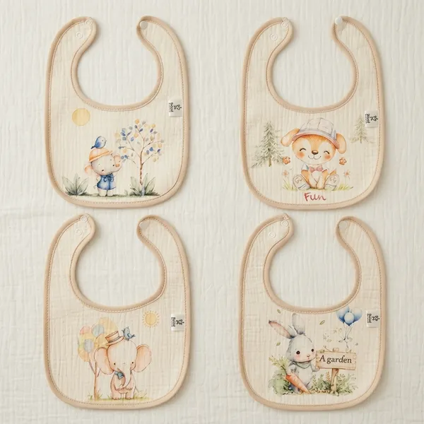 Cream_Cotton_Animal_Print_Baby_Bib_Set_Of_4