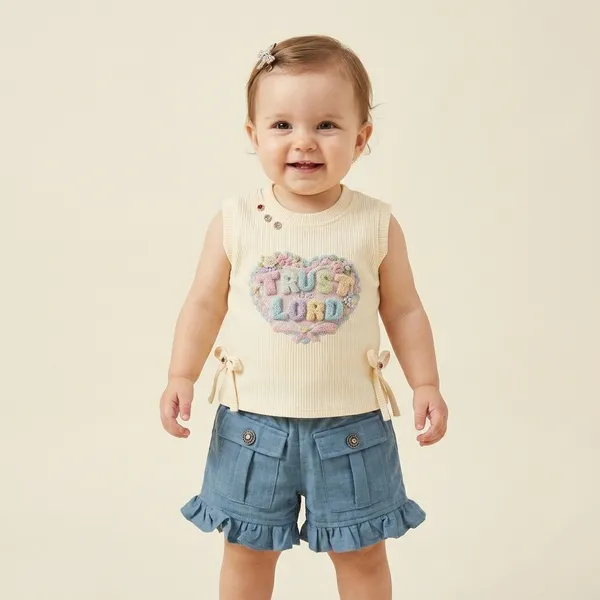 Cream_And_Blue_Cotton_Ribbed_Sleeveless_Top_And_Shorts_Set_For_Baby_Girls