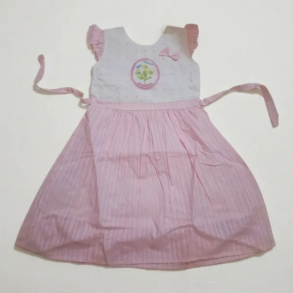 White_And_Pink_Cotton_Sleeveless_Floral_Embroidered_Dress_For_Baby_Girls