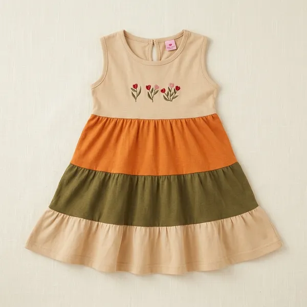 Multicolor_Cotton_Tiered_Dress_For_Girls