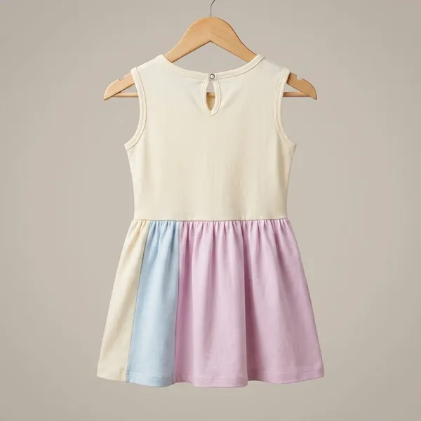White_And_Lavender_Cotton_Unicorn_Print_Sleeveless_Dress_For_Girls