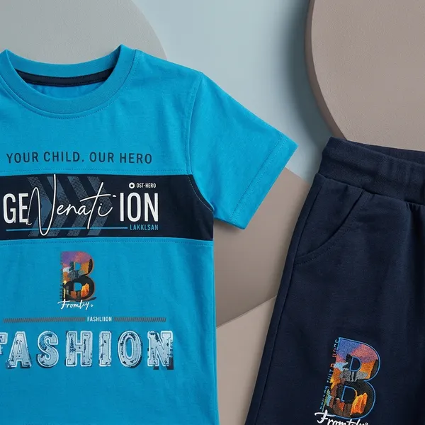 Blue_And_Black_Cotton_Graphic_Print_T-Shirt_And_Shorts_Set_For_Boys