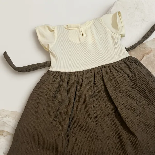 Cream_And_Brown_Cotton_Sleeveless_Dress_For_Girls