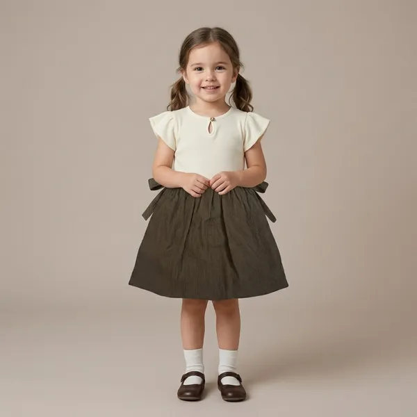 Cream_And_Brown_Cotton_Sleeveless_Dress_For_Girls