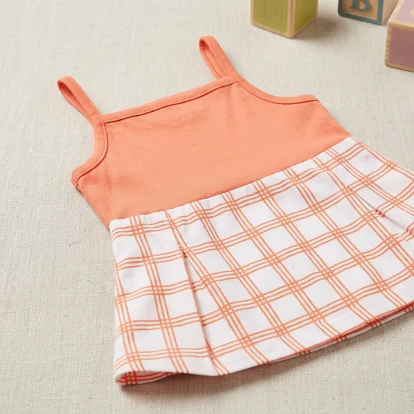 Coral_Orange_Cotton_Checkered_Sleeveless_Dress_For_Baby_Girls