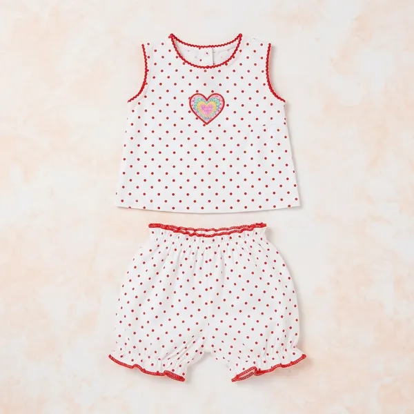 White_And_Coral_Cotton_Polka_Dot_Dress_With_Bloomer_Set_For_Baby_Girls