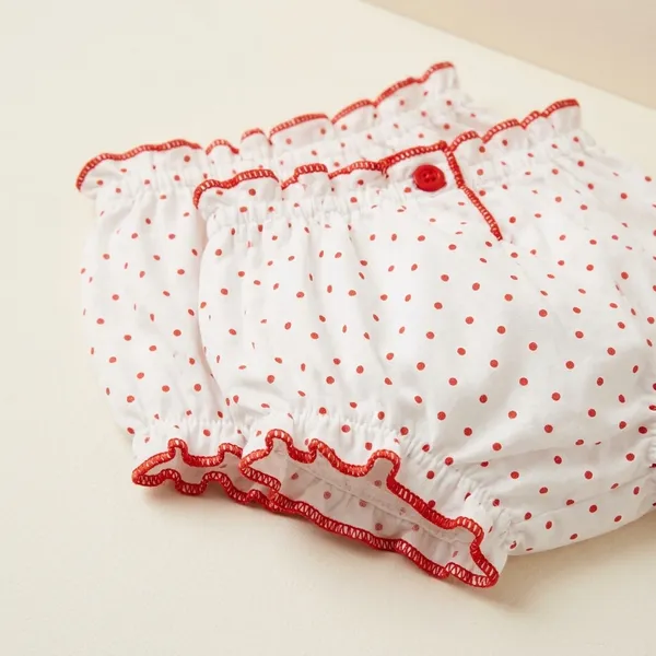 White_And_Coral_Cotton_Polka_Dot_Dress_With_Bloomer_Set_For_Baby_Girls