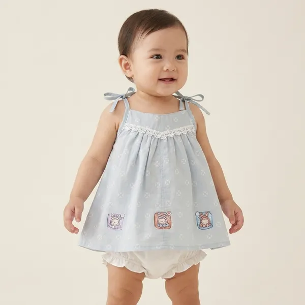 Grey_And_White_Cotton_Printed_Top_With_Bloomer_Set_For_Baby_Girls