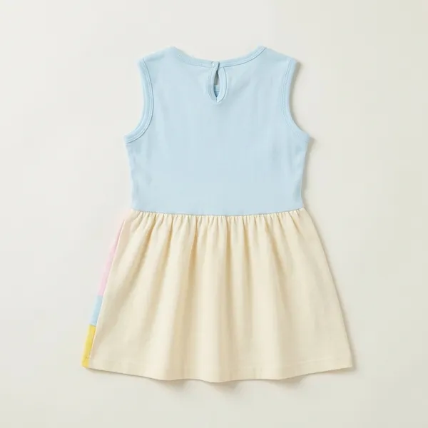 Blue_Cotton_Unicorn_Print_Sleeveless_Dress_For_Girls