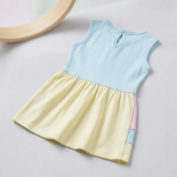 Blue_Cotton_Unicorn_Print_Sleeveless_Dress_For_Girls