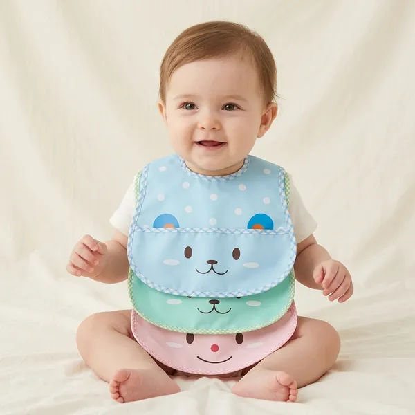 Multicolor_Waterproof_Rabbit_Face_Baby_Bib_Set_Of_3