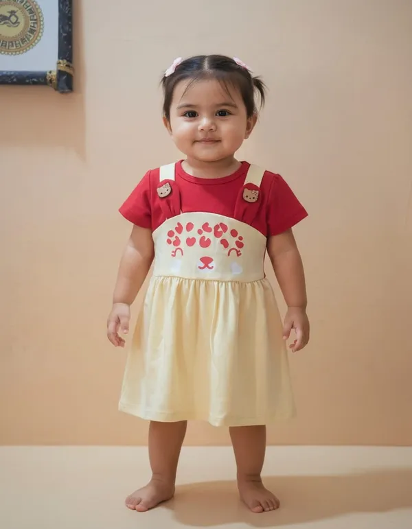 Red_And_Cream_Cotton_Bear_Print_Pinafore_Dress_For_Baby_Girls