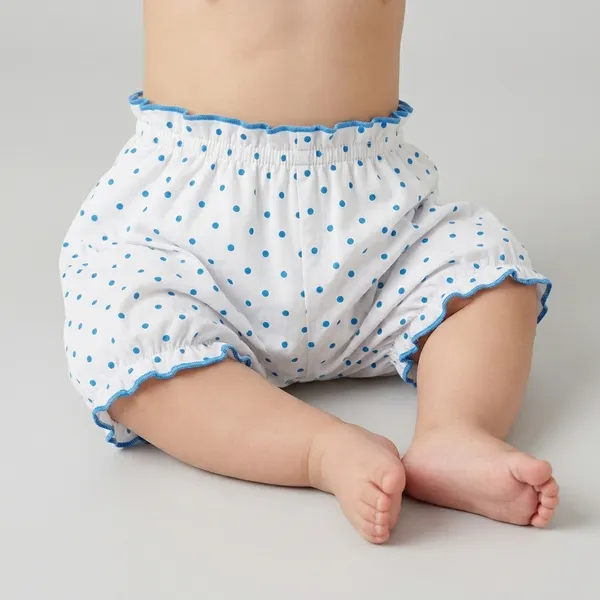 White_And_Blue_Cotton_Polka_Dot_Bloomer_Shorts_For_Baby_Girls
