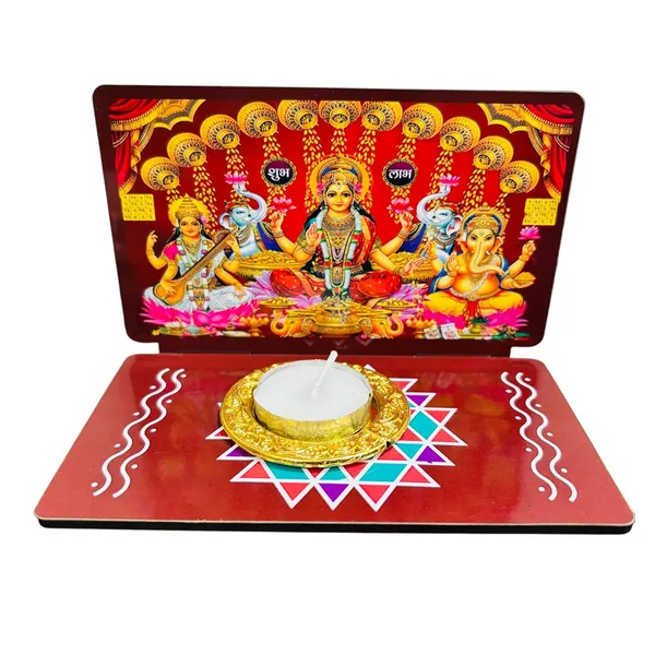 Diwali_Puja_Chowki_Stand_Decorative_Wooden_Altar_With_Rangoli_Design_Featuring_Lakshmi_Ganesha_Vishnu_Saraswati_Sri_Yantra_15x10_Cm