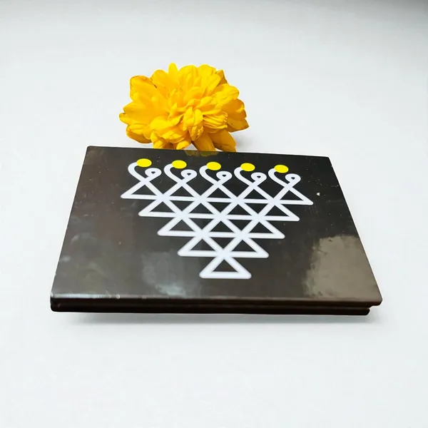 Artnest_Chaitrangan_Rangoli_Saraswati_Yantra_Wall_Art_4_X_4_Inch_Traditional_Vastu_Wall_Decor_For_Pooja_Room_Black_Set_Of_2