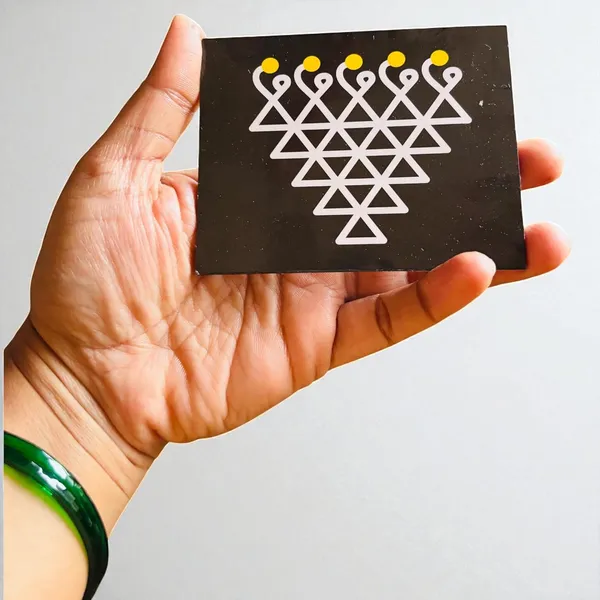 Artnest_Chaitrangan_Rangoli_Saraswati_Yantra_Wall_Art_4_X_4_Inch_Traditional_Vastu_Wall_Decor_For_Pooja_Room_Black_Set_Of_2