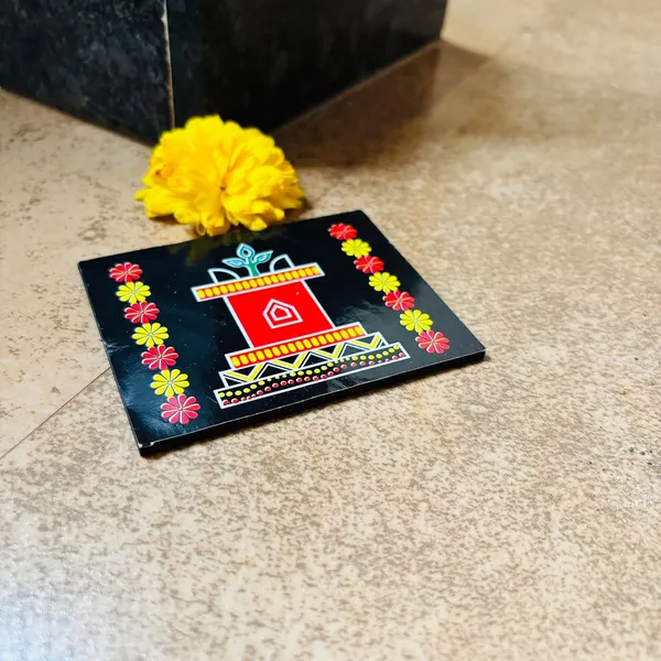 Chitrangan_Traditional_Set_With_Tulsi_Vrindavan_And_Laxmi_Charan_3_Piece_Door_Entrance_Decor_Black_And_Red