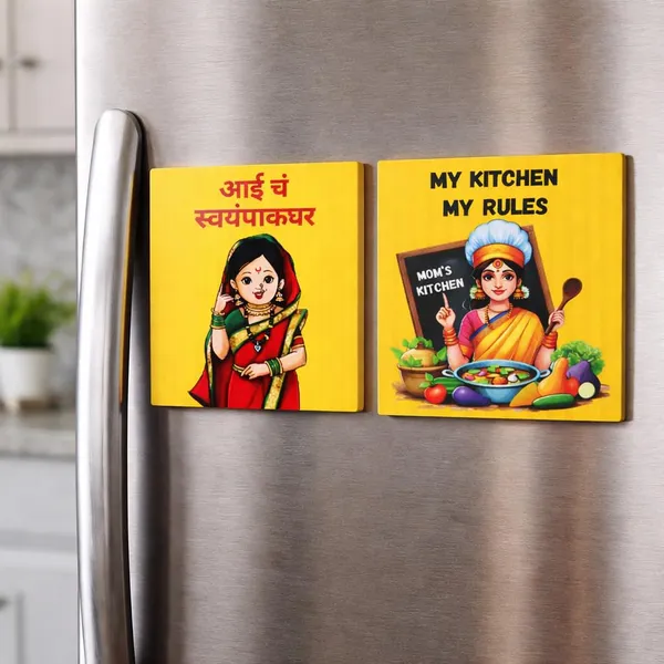 Kitchen_Queen_Fridge_Magnet_Combo_Set_Of_2_Aai_Ch_Swampakghar_My_Kitchen_My_Rules_Funny_Quote_Refrigerator_Magnets_For_Home_Cooking_Lovers