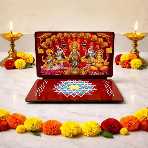 Lakshmi_Chowki_Red_Chitrangan_Combo_Set_6x4_Inch_Wooden_Altar_With_Lakshmi_Charan_Saraswati_Yantra_Pack_Of_4_Reusable_Ready_Rangoli_For_Pooja_Room_Diwali_Decor_Mandir