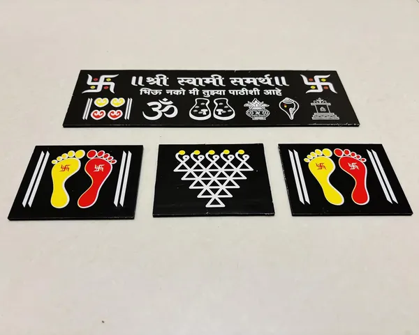 Swami_Samarth_Black_Chitrangan_Combo_Set_12x4_Inch_Wooden_Frame_With_Lakshmi_Charan_Saraswati_Yantra_Pack_Of_4_Reusable_Ready_Rangoli_For_Pooja_Room_Mandir_Home_Entrance