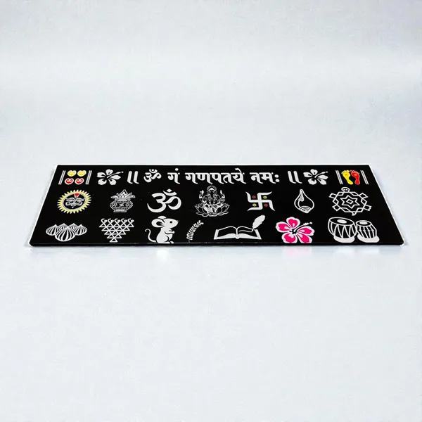 Lord_Ganesh_Wooden_Chitrangan_Frame_12x4_Inch_Black_Sacred_Wall_Decor_With_Om_Gan_Ganapataye_Namah_Mantra_Reusable_Traditional_Rangoli_Board_For_Pooja_Room_Door_Mandir