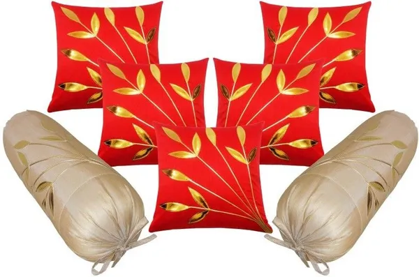 Stuff_N'_Fluff_Polyester_Cushions_&_Bolsters_Cover_(40_Cm*75_Cm,_Pack_Of_7,_Red,_Beige)
