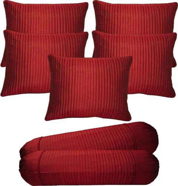 Stuff_N'_Fluff_Dupion_Silk_Cushions_&_Bolsters_Cover_(40*40,_Pack_Of_7,_Maroon)