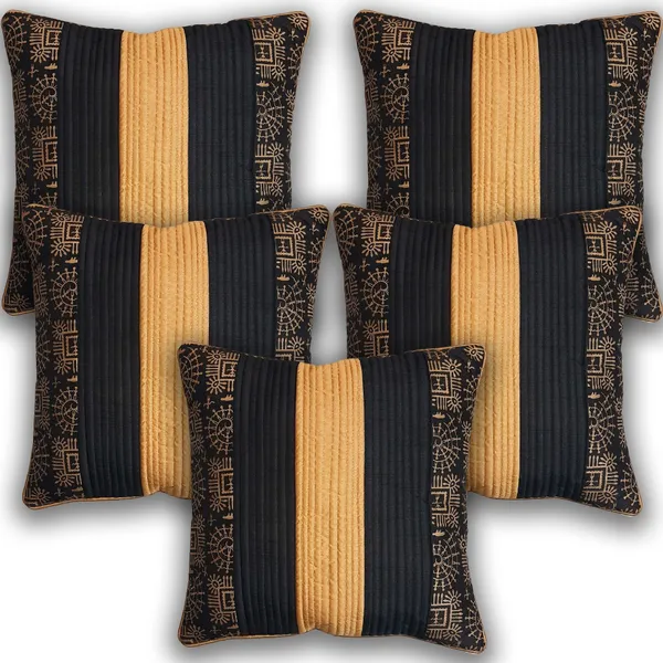 Stuff_N'_Fluff_Dupion_Silk_Cushions_Cover_(40_Cm*40_Cm,_Pack_Of_5,_Black,_Gold)