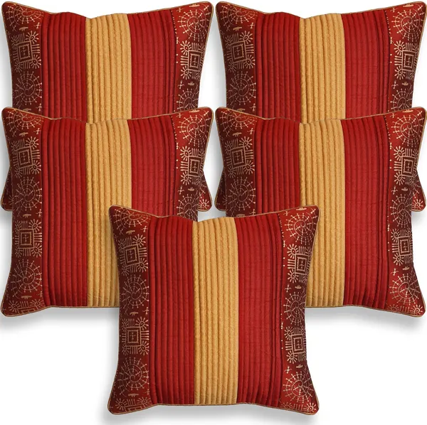 Stuff_N'_Fluff_Dupion_Silk_Cushions_Cover_(40_Cm*40_Cm,_Pack_Of_5,_Red)