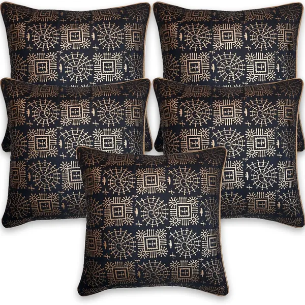 Stuff_N'_Fluff_Dupion_Silk_Cushions_Cover_(40_Cm*40_Cm,_Pack_Of_5,_Black)
