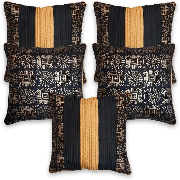 Stuff_N'_Fluff_Dupion_Silk_Cushions_Cover_(40_Cm*40_Cm,_Pack_Of_5,_Black,_Gold)