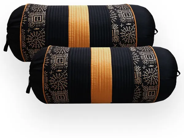 Stuff_N'_Fluff_Dupion_Silk_Bolsters_Cover_(40_Cm*75_Cm,_Pack_Of_2,_Black)