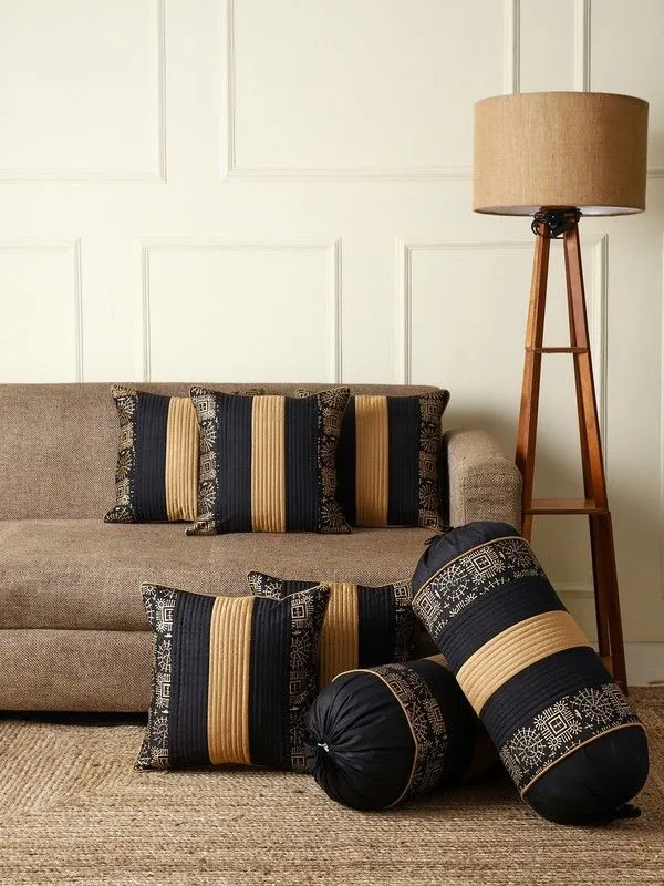 Stuff_N'_Fluff_Dupion_Silk_Cushions_&_Bolsters_Cover_(40_Cm*75_Cm,_Pack_Of_7,_Black)